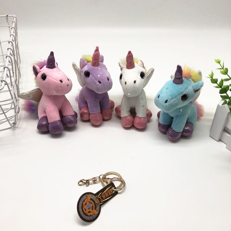 Creative new angel wing unicorn doll key latch plush toy bag pendant Children's Day gift