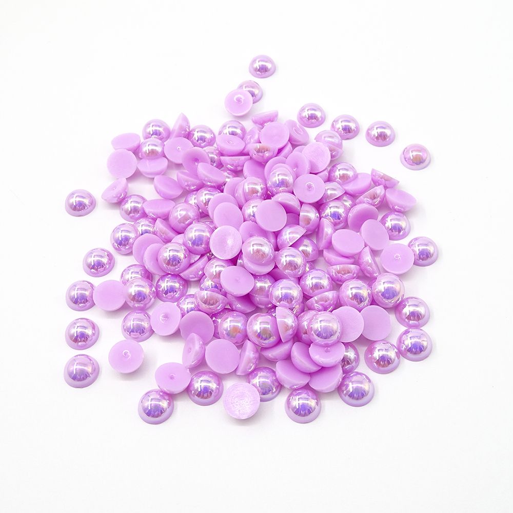 ABS 仿珍珠 8MM 半圆珍珠 AB彩白底实物图