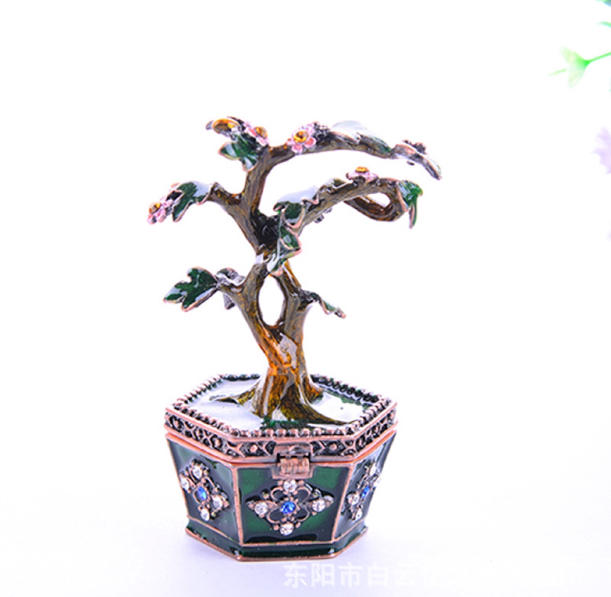 The simulation bonsai handicrafts green plant flowers, potted plant furnishing articles metal jewelry box manufacturers selling thumbnail