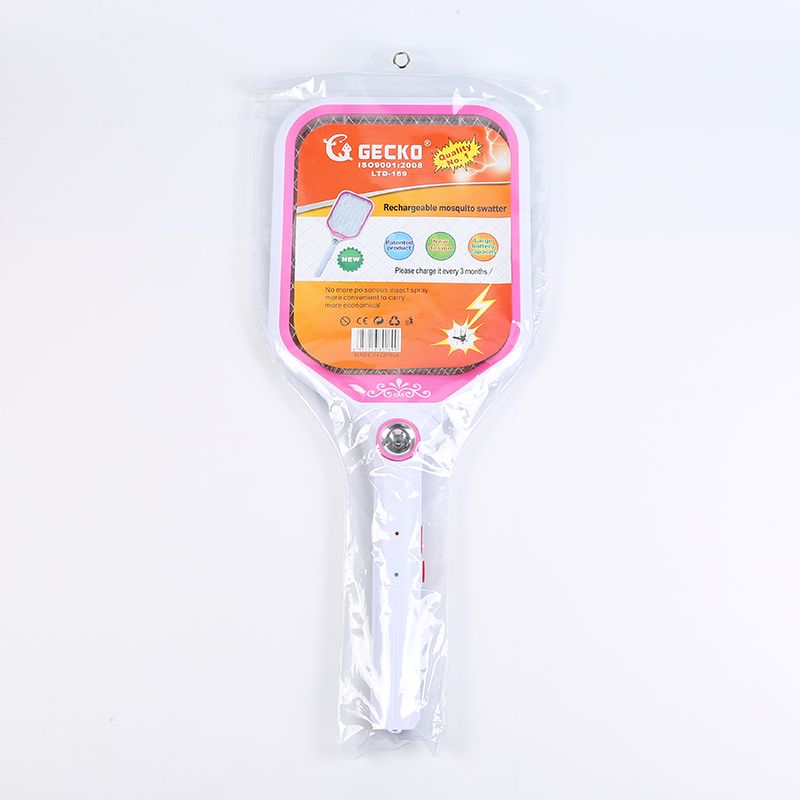 厂家直销GECKO-LTD-169超高品质带LED照明灯充电式电蚊拍22X54CM详情图4
