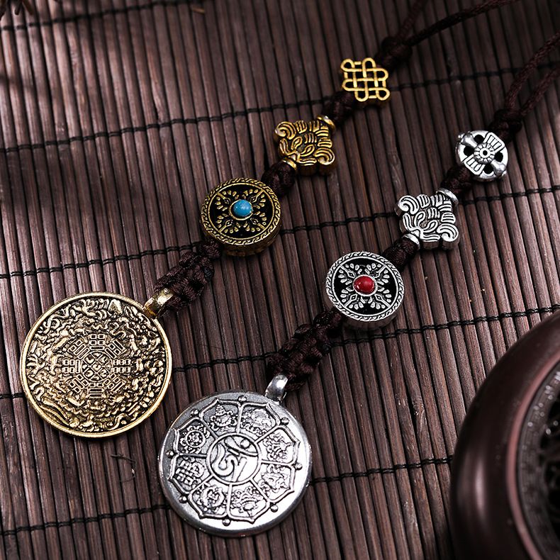 跨境饰品货源 九宫八卦牌汽车饰品挂件 民族风藏饰腰饰平安符批发