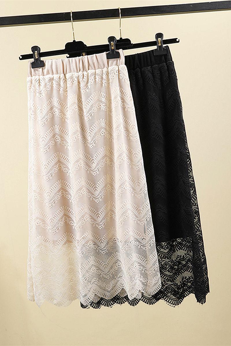 Spring/Autumn 2021 knitted lace skirt for fairies, mid-length, high-waisted, two-sided dress with lettered skirt detail image 12