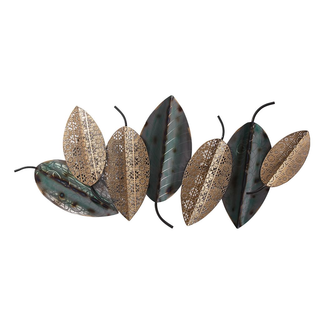 Wall of bedroom sofa setting wall adornment hangs contracted leaf mural decoration on Nordic light luxury and iron art wall