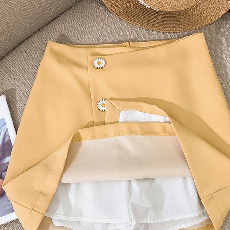 Daisy button high-waisted skirt for women, summer dress, student hip-hugging short skirt detail image 16