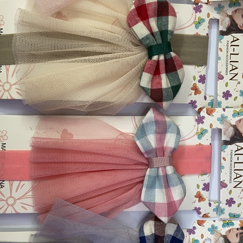 Korean princess plaid bow for children thumbnail