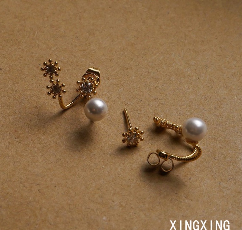 韩国东大门耳饰银针后挂式花朵耳环星星星星星星