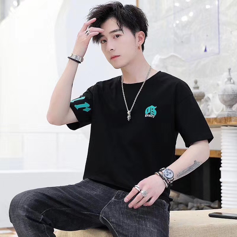 短袖t恤男士2022短袖t恤男士2020新款夏装潮牌潮流宽松冰丝港风半袖男装夏季衣服