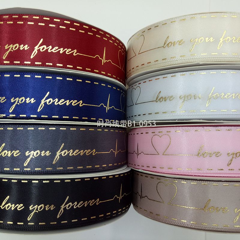 2.5cm hot gilt phnom Penh heartbeat ribbon bouquet floral packing material ribbon bow spot thumbnail