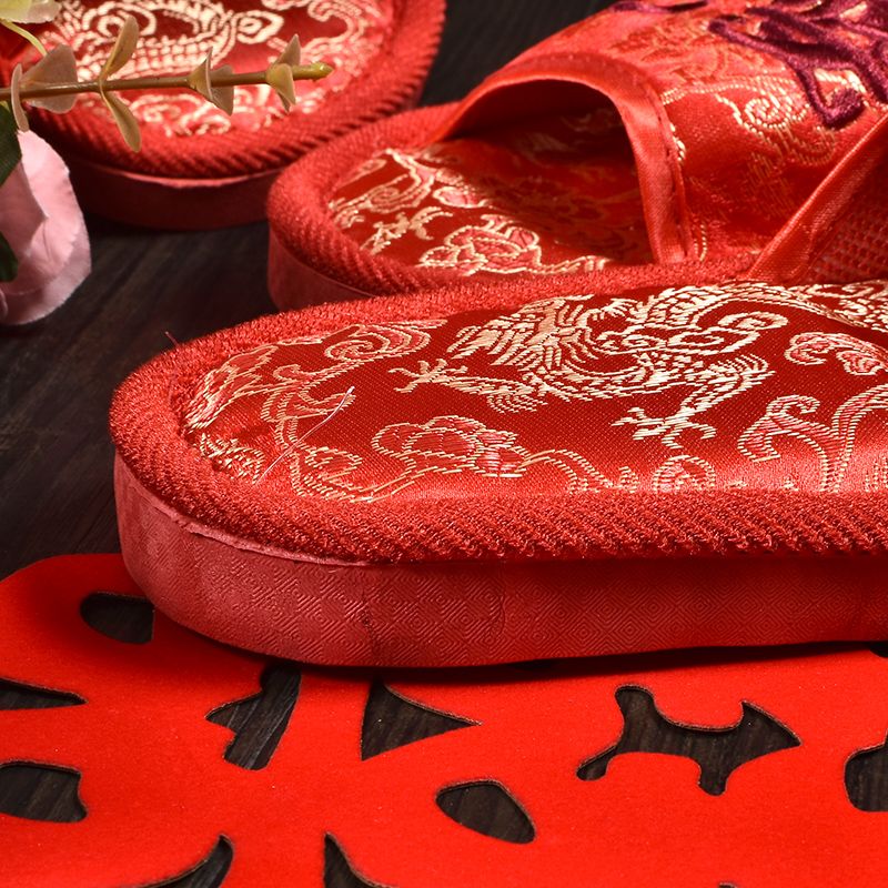 Wholesale of in-stock wedding slippers, wedding supplies, home red open-top husband and wife slippers from the manufacturer detail image 7