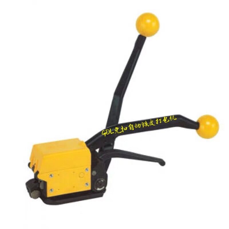 A19 Portable hot melt pneumatic button-free handheld plastic steel strapping machine, small automatic wooden box strapping machine Application Scenario