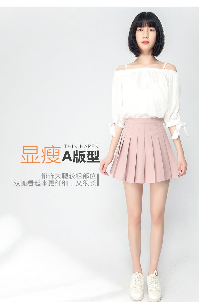 Pleated skirt for summer girls 2023 new chic short skirt, high-waisted A-line skirt, school style, super popular woolen half skirt for women autumn detail image 3