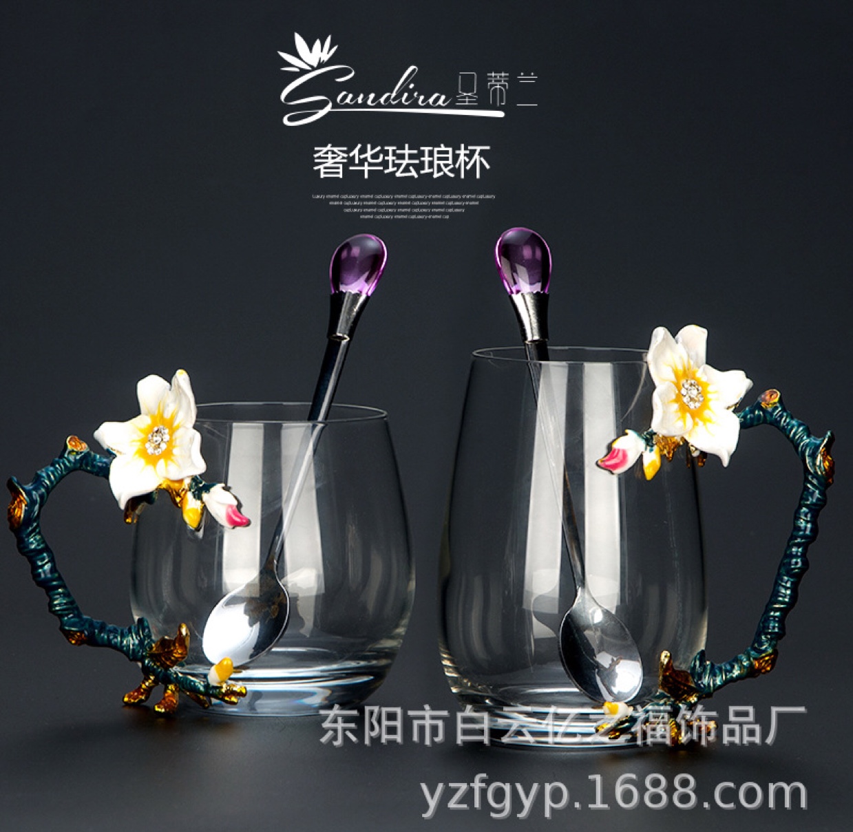Enamel color water cup cup household refractory glass enamel flower tea cup gifts wholesale thumbnail