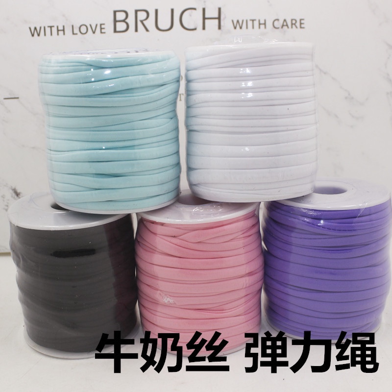 DIY jewelry rubber band accessories Milk silk imported core-wrapped elastic wire headwear elastic wire elastic rope cloth thumbnail