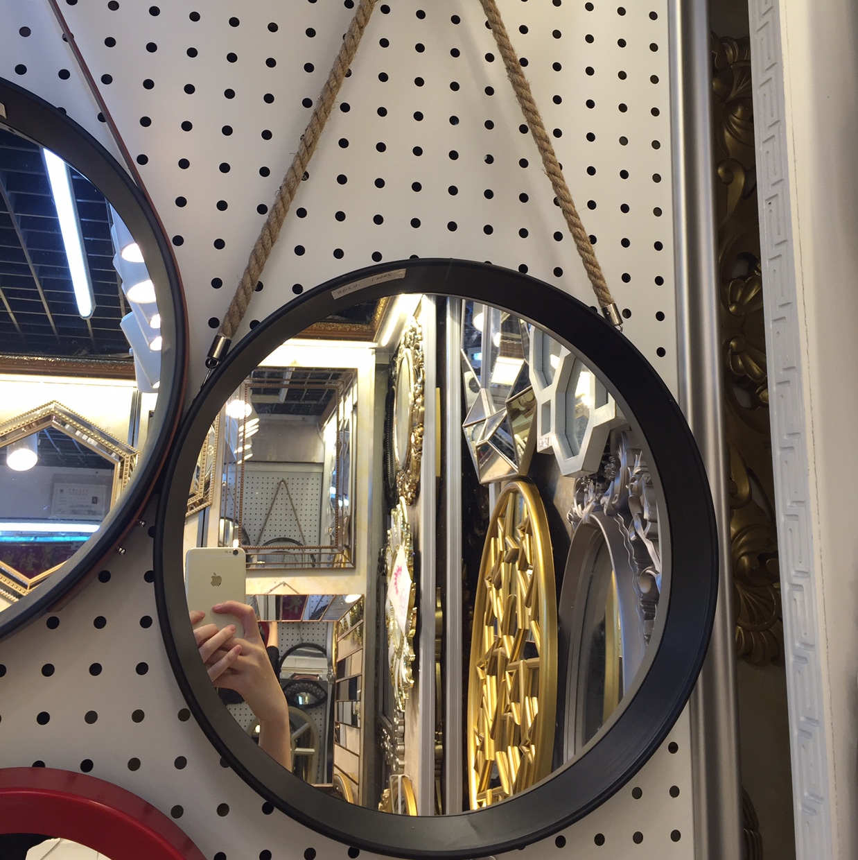 麻绳镜子壁挂镜子简单镜子圆形镜子图