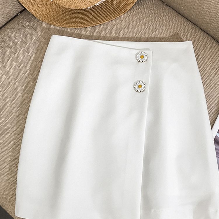 Daisy button high-waisted skirt for women, summer dress, student hip-hugging short skirt detail image 18