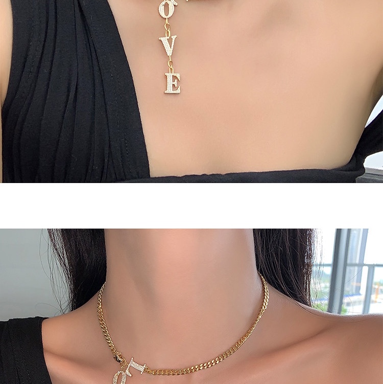 The simple and elegant Love letter pendant, the same style as the collarbone neck chain, is a trendy and stylish bracelet for women details Picture