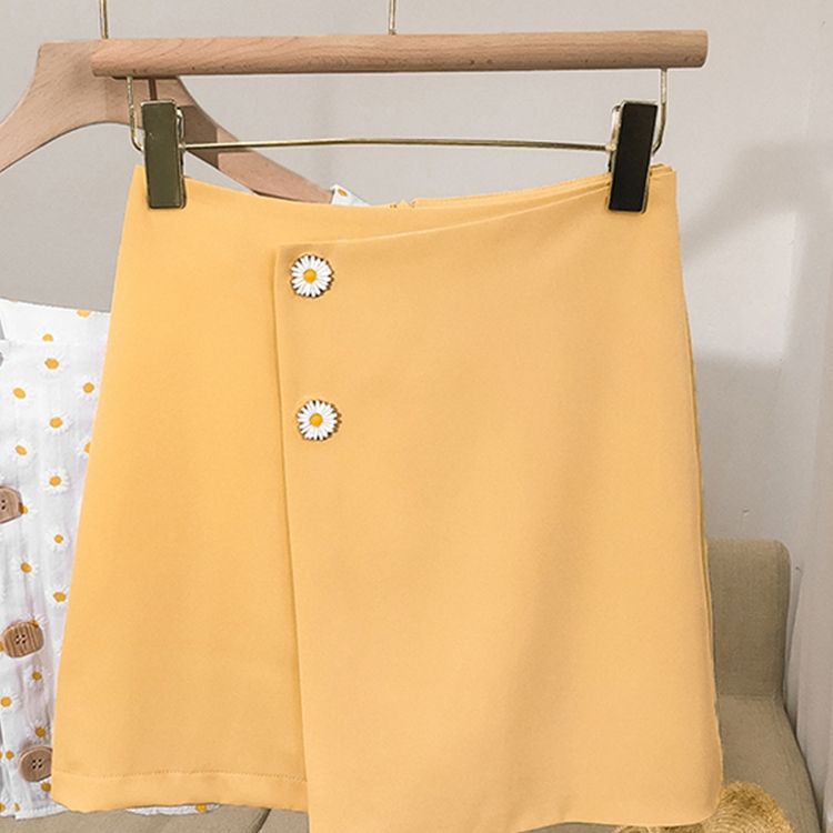 Daisy button high-waisted skirt for women, summer dress, student hip-hugging short skirt detail image 5