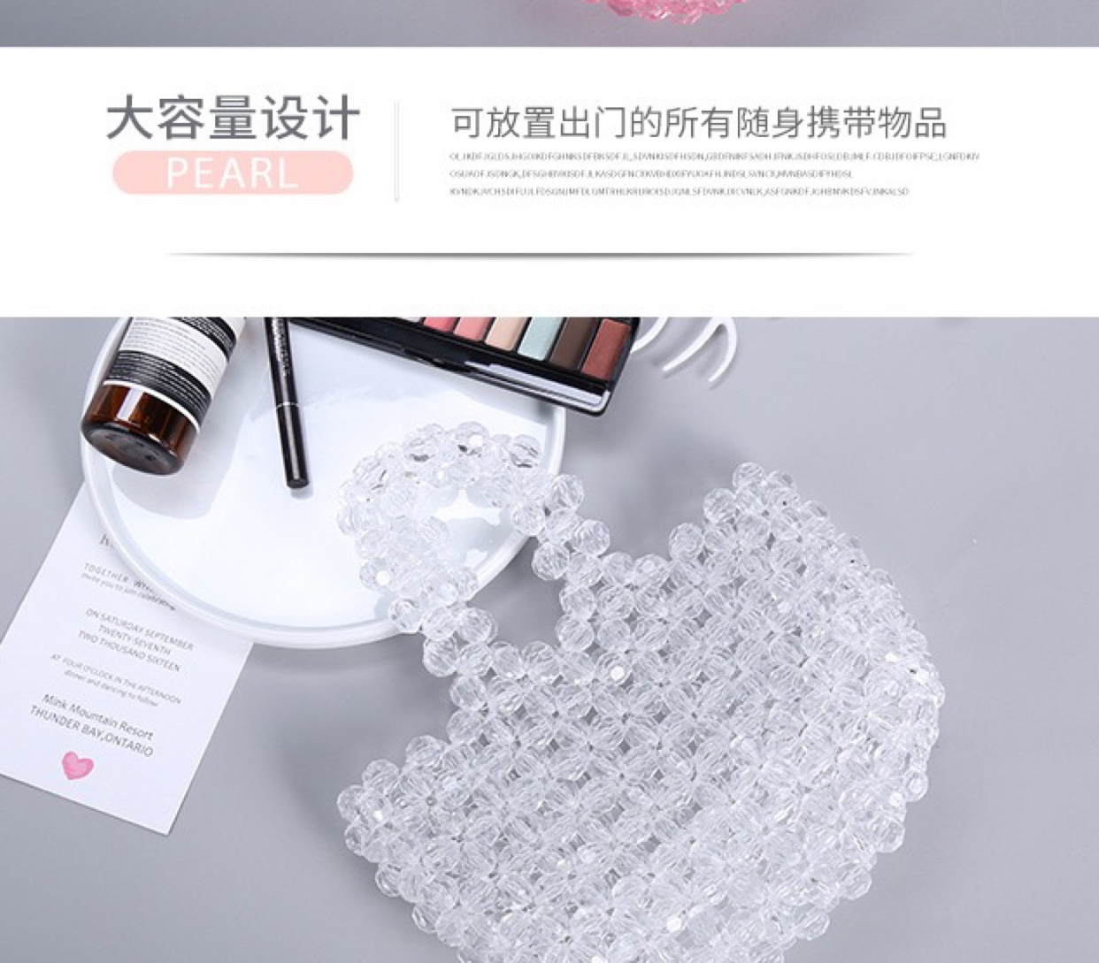2020 New style hand-held crystal bag, diy handcrafted beaded bag, fashionable women's acrylic ins hand-woven bag in stock Specification image