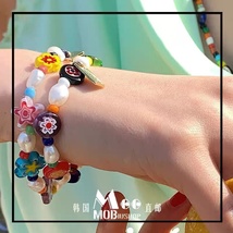 MOBIUSHOP2色韩国设计师品牌20春usite彩色花朵珍珠手链