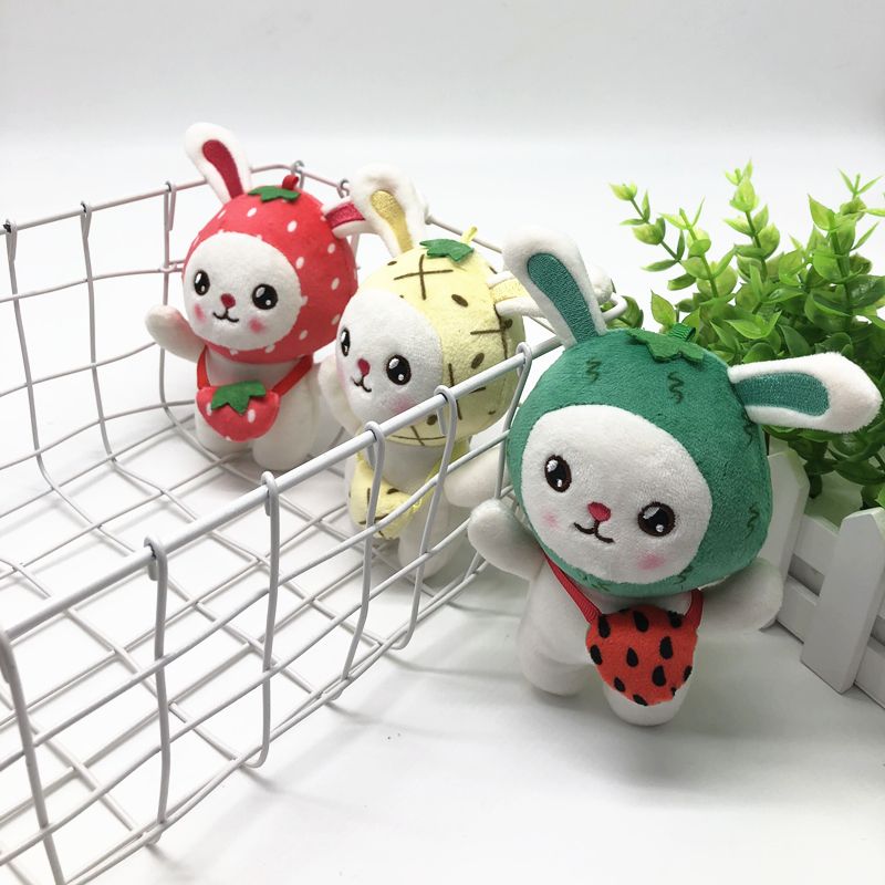 4 "cute fruit rabbit plush toy key chain doll boy rabbit pendant gift for girls doll machine