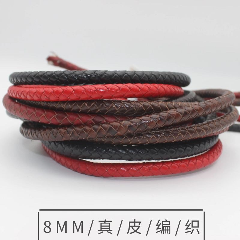 Zhou jia-style cowhide head layer braided cowhide rope 8MMDIY bracelet necklace rope braided round cowhide rope 100 meters thumbnail