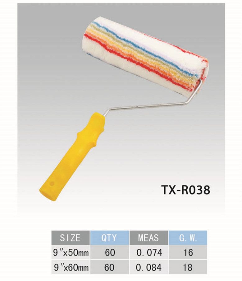 Color stripe roller brush 9" yellow plastic handle brush manufacturers direct quality assurance large price