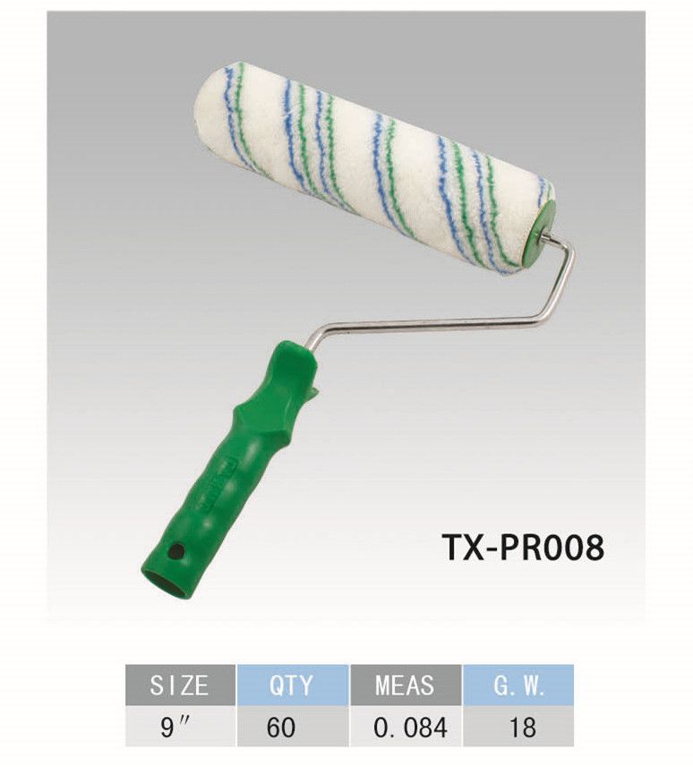 蓝绿色条纹滚筒刷9"绿色手柄厂家直销质量保证量大价优欢迎选购详情图1