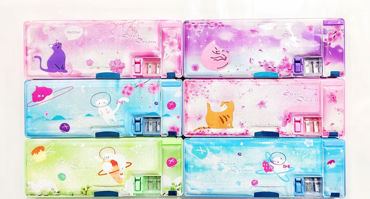 Cute Cherry cat series plastic scroll knife writing case thumbnail