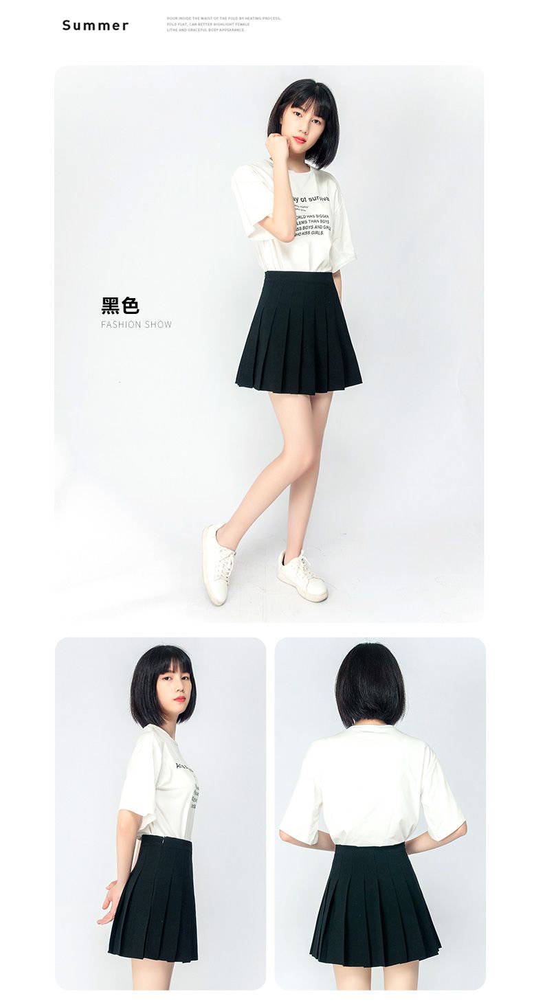Pleated skirt for summer girls 2023 new chic short skirt, high-waisted A-line skirt, school style, super popular woolen half skirt for women autumn detail image 9
