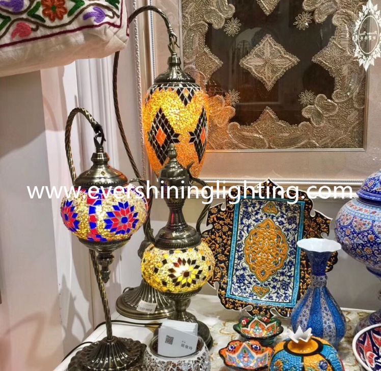 Turkish Mosaic table lamp, decorative light, night light, swan neck olive table lamp details Picture