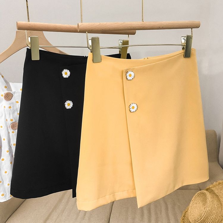 Daisy button high-waisted skirt for women, summer dress, student hip-hugging short skirt detail image 7