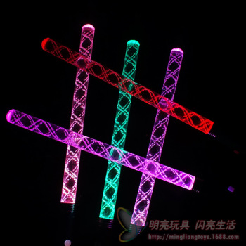 热销亚克力气泡发光棒演唱会助威LED电子闪光水波棒七彩闪光棒
