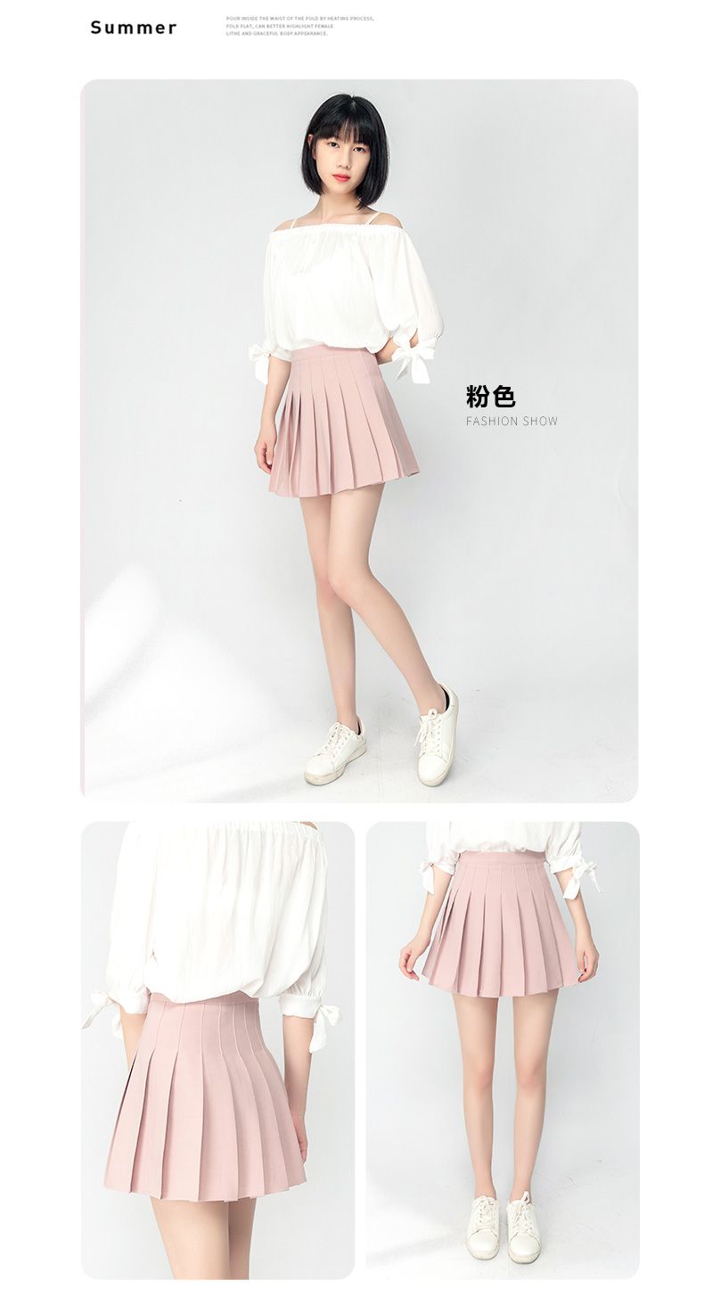 Pleated skirt for summer girls 2023 new chic short skirt, high-waisted A-line skirt, school style, super popular woolen half skirt for women autumn detail image 10
