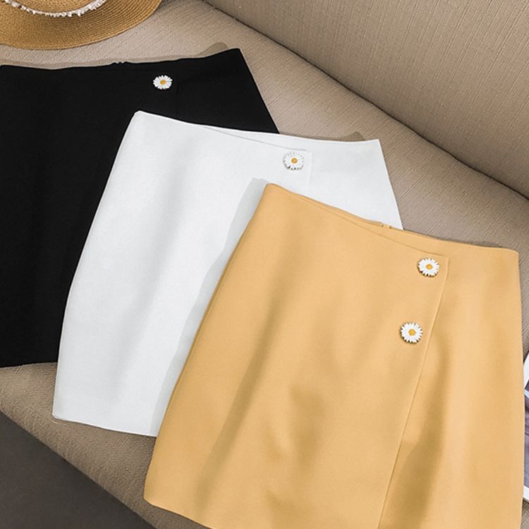 Daisy button high-waisted skirt for women, summer dress, student hip-hugging short skirt detail image 13
