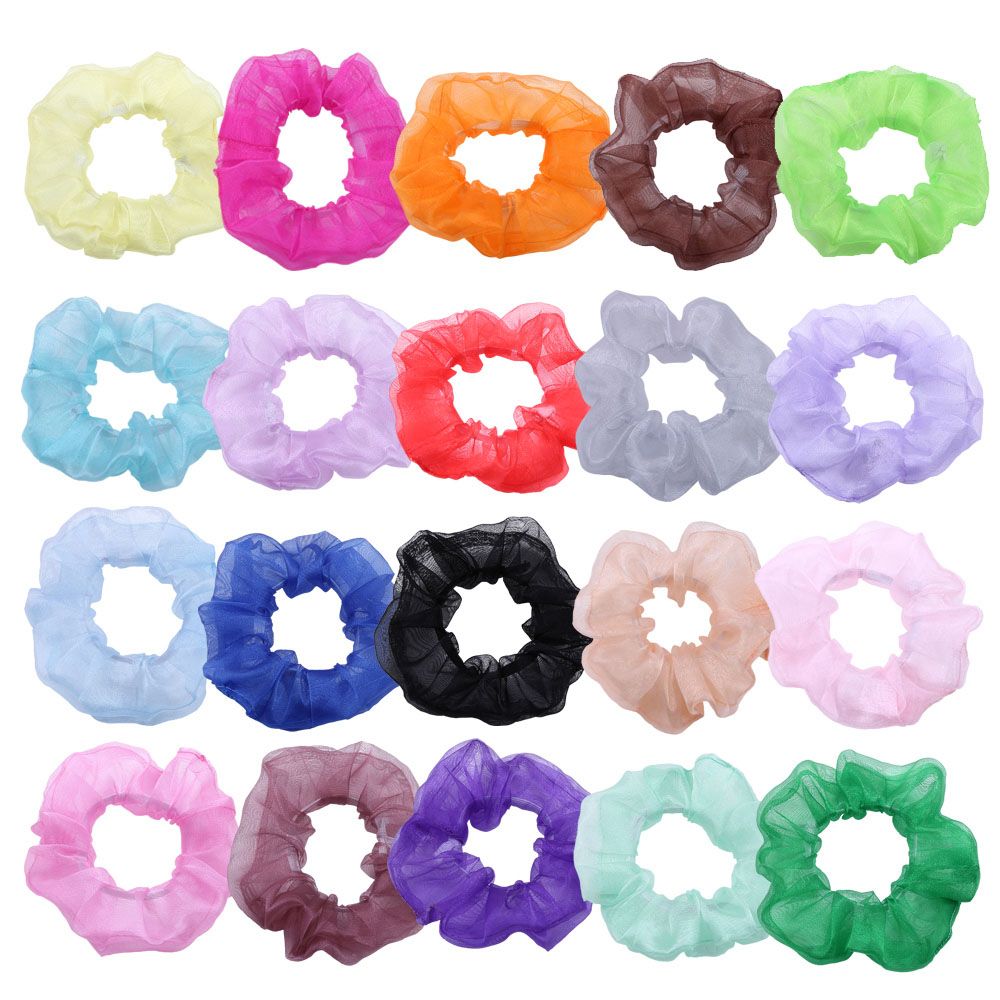 跨境热销韩版优雅欧根纱大肠圈发饰超仙泡泡纱弹力轻纱发圈头饰女