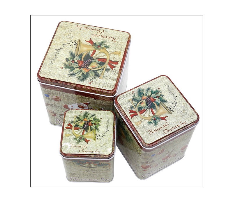 Christmas tin large square pillar tin candy box chocolate box gift box sundry storage box