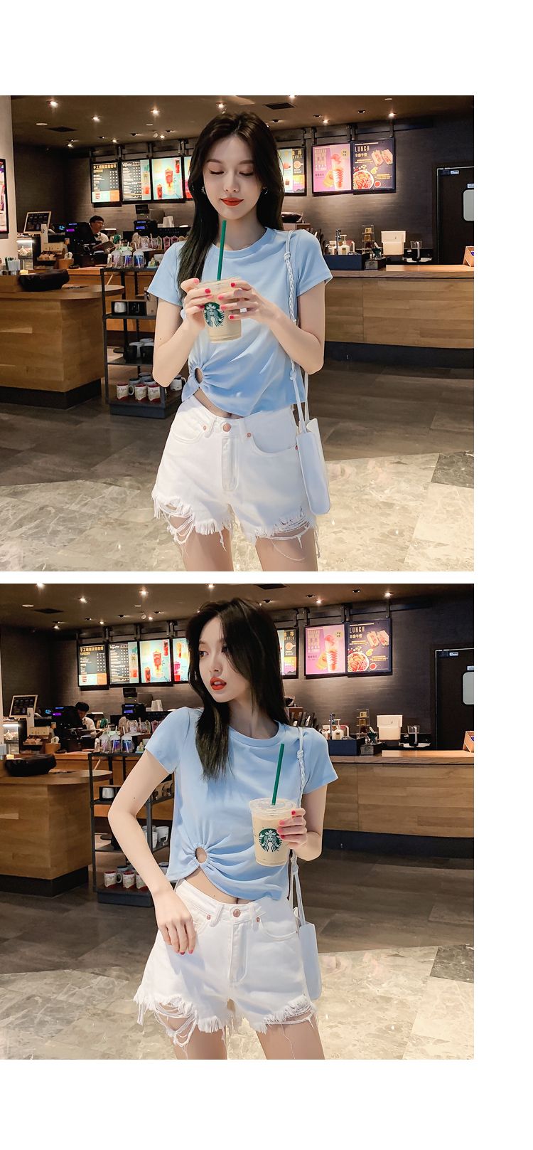 Solid-color short-sleeved shirt detail image 6