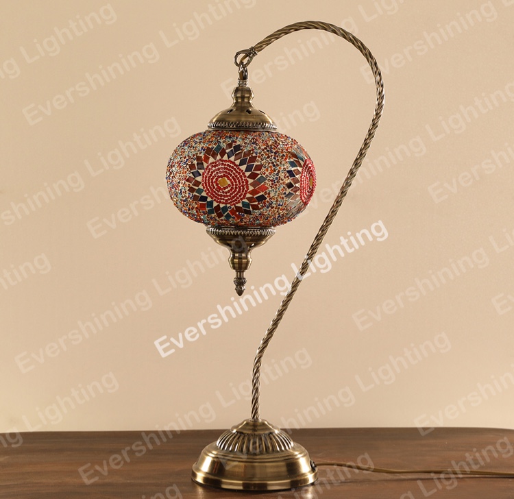 Turkish Mosaic table lamp decorative light night light large swan neck Specification image