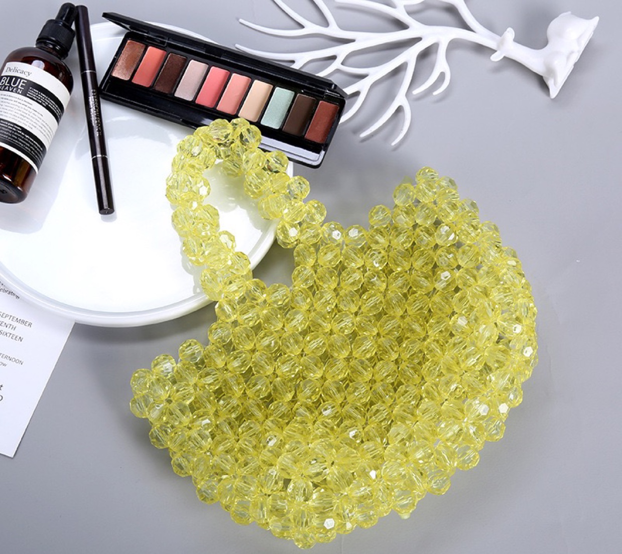 2020 new hand crystal bag diy beaded handbag fashionable ladies acrylic Ins hand bag from stock thumbnail