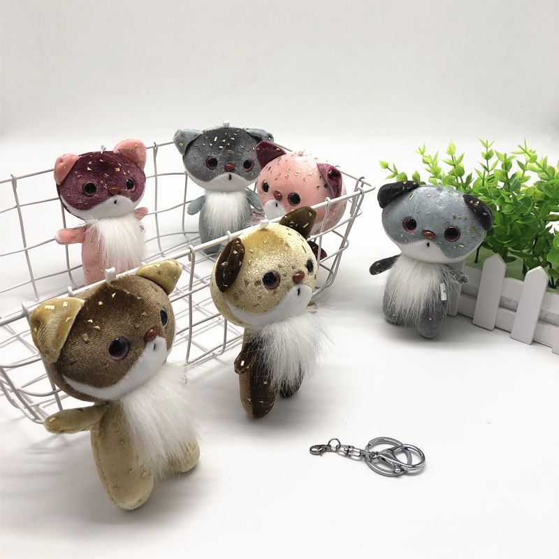 Creative cartoon candy cat plush doll keychain Cat pendant backpack pendant boutique claw doll