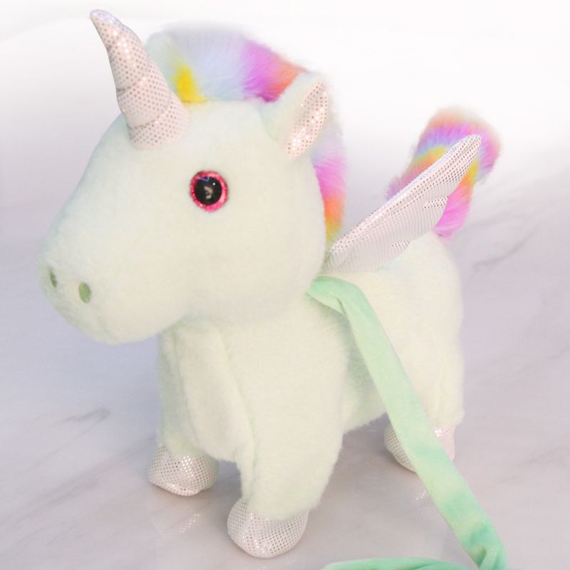 The children's unicycle electric plush toy doll can sing, twist its tail and wear colorful lights details Picture