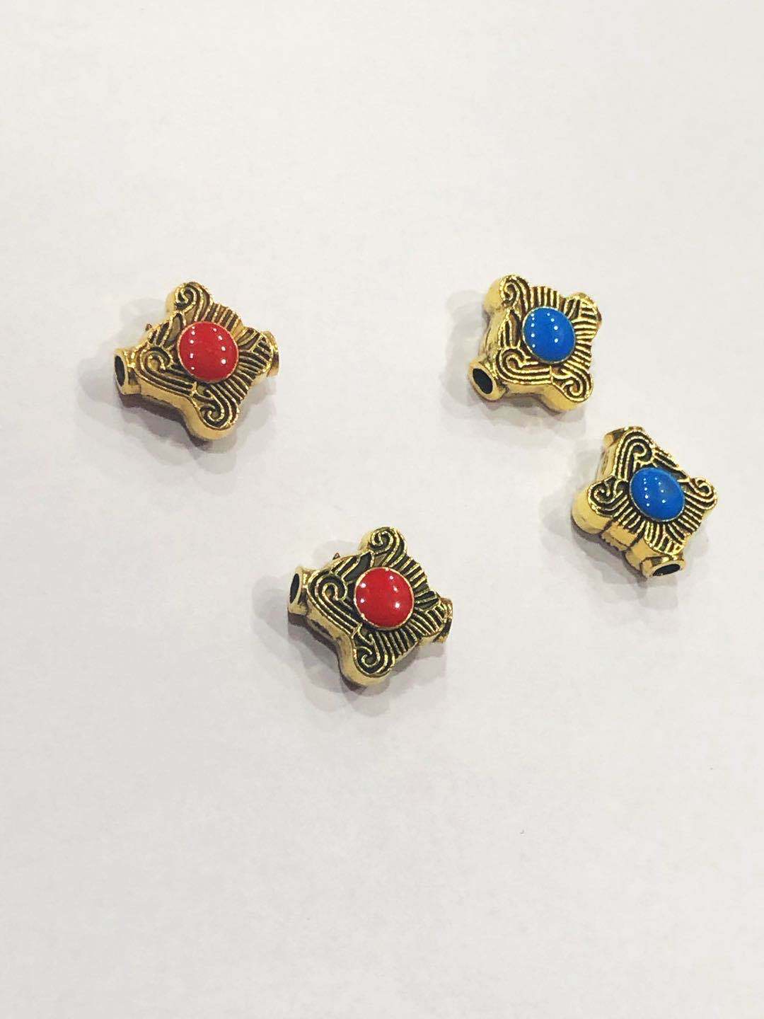 Two-color oil-dripping ethnic style DIY jewelry accessories, pure silver alloy accessories, cross-border e-commerce factory direct sales detail image 1