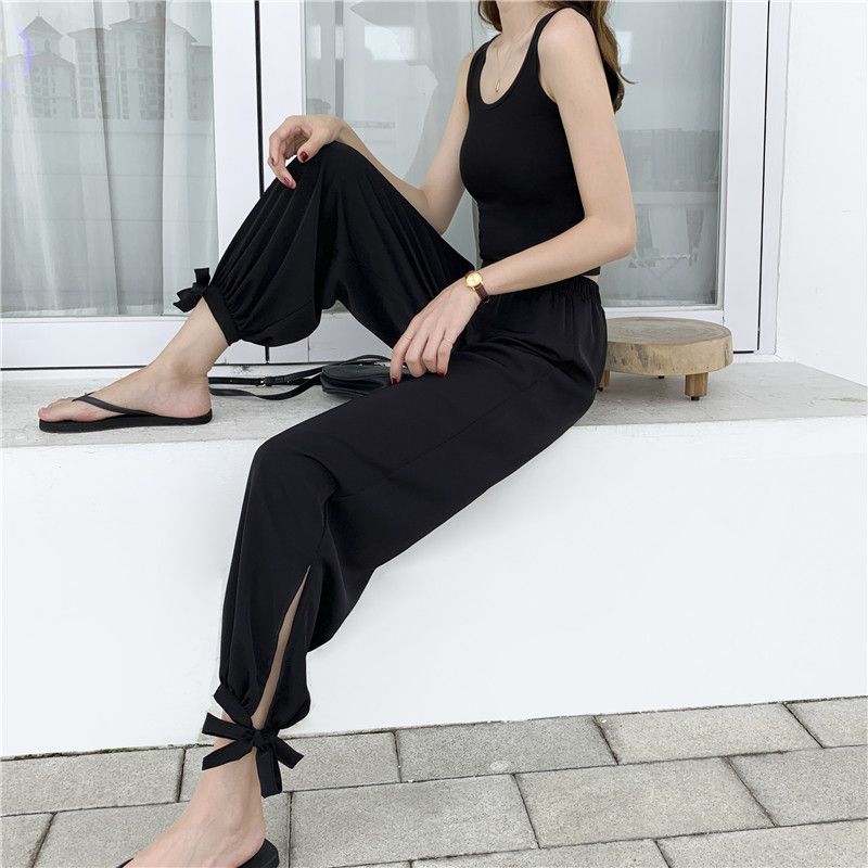 雪纺束腿灯笼裤女夏薄款学生宽松高腰百搭防蚊大人萝卜阔腿裤细节图