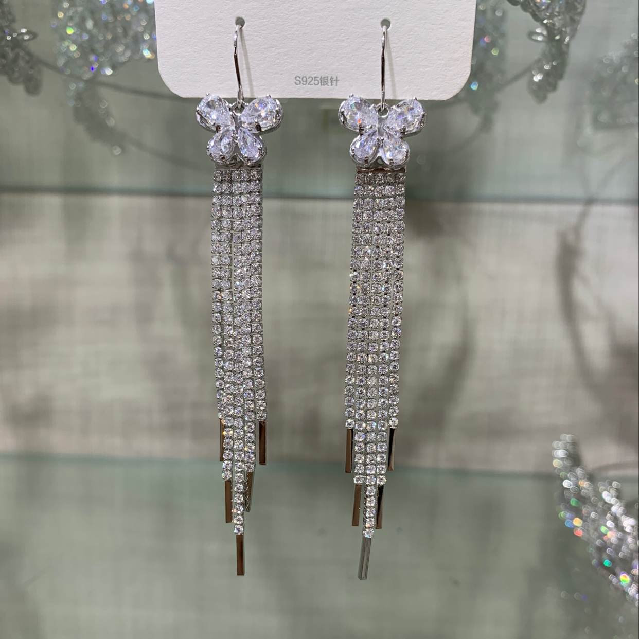 2020流行时尚韩版925银针锆石白金耳环