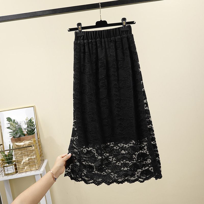 Spring/Autumn 2021 knitted lace skirt for fairies, mid-length, high-waisted, two-sided dress with lettered skirt detail image 9