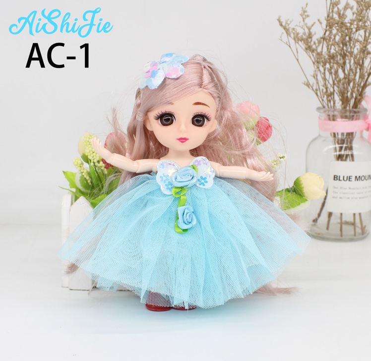 Manufacturers Direct Sales 6 Inch Doll Face Fully Articulated Barbie Doll Pendant Key Chain Item Picture