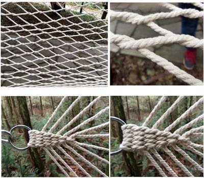Single-person net bed hammock, outdoor adult and children fishing net type single-person anti-rollover wooden stick hammock, double-person net swing detail image 1