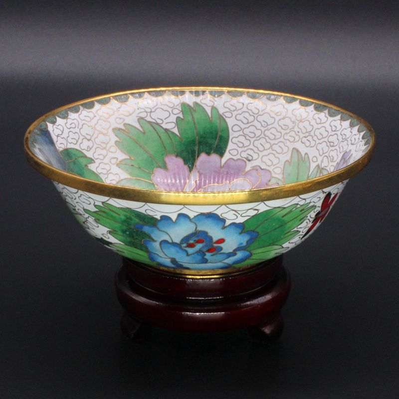 Beijing Cloisonne Chinese style foreign affairs business craft gift Traditional copper tire silk enamel polished 4-inch small bowl thumbnail