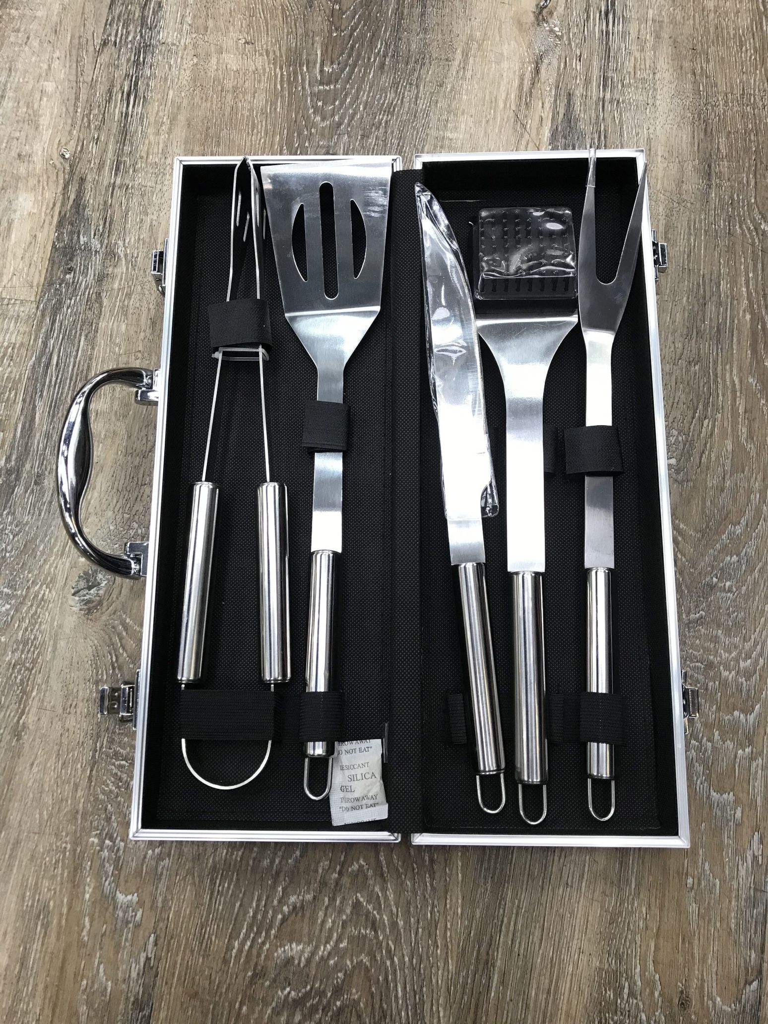 户外家用烧烤工具  烧烤铲 烧烤叉 烧烤夹 烧烤刷  铝盒5件套