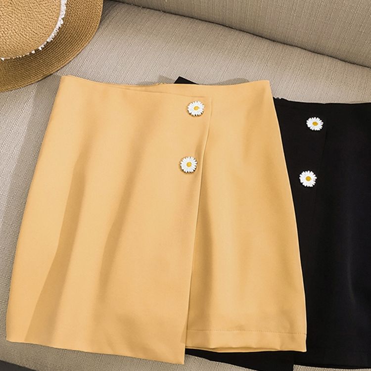 Daisy button high-waisted skirt for women, summer dress, student hip-hugging short skirt detail image 8